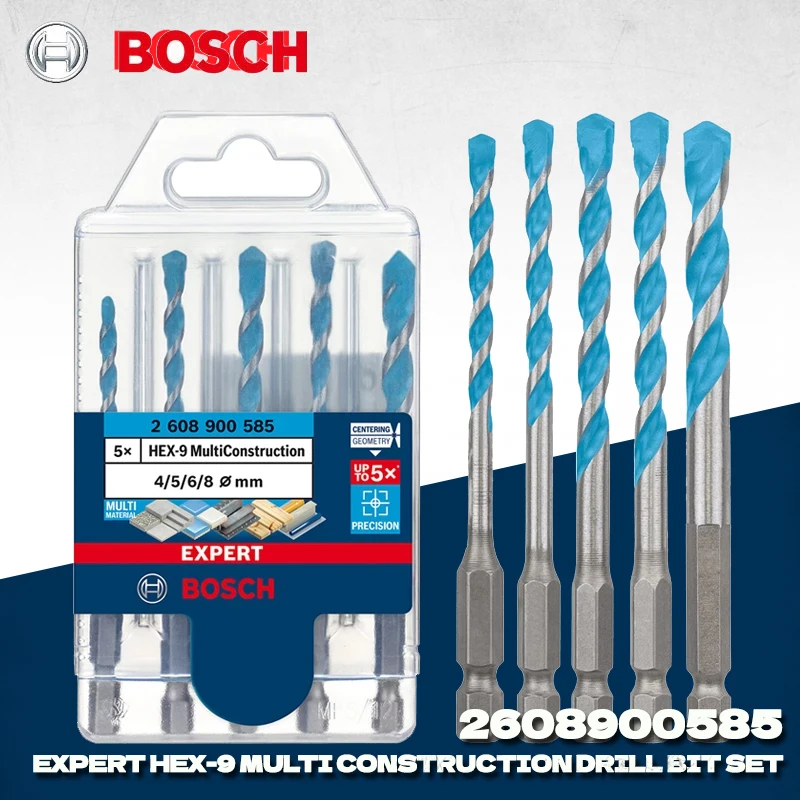 BOSCH 2608900585 5 Pcs EXPERT HEX-9 Multi Construction Drill Bit Set For Impact Drill Drivers Bosch Power Tool Accessories
