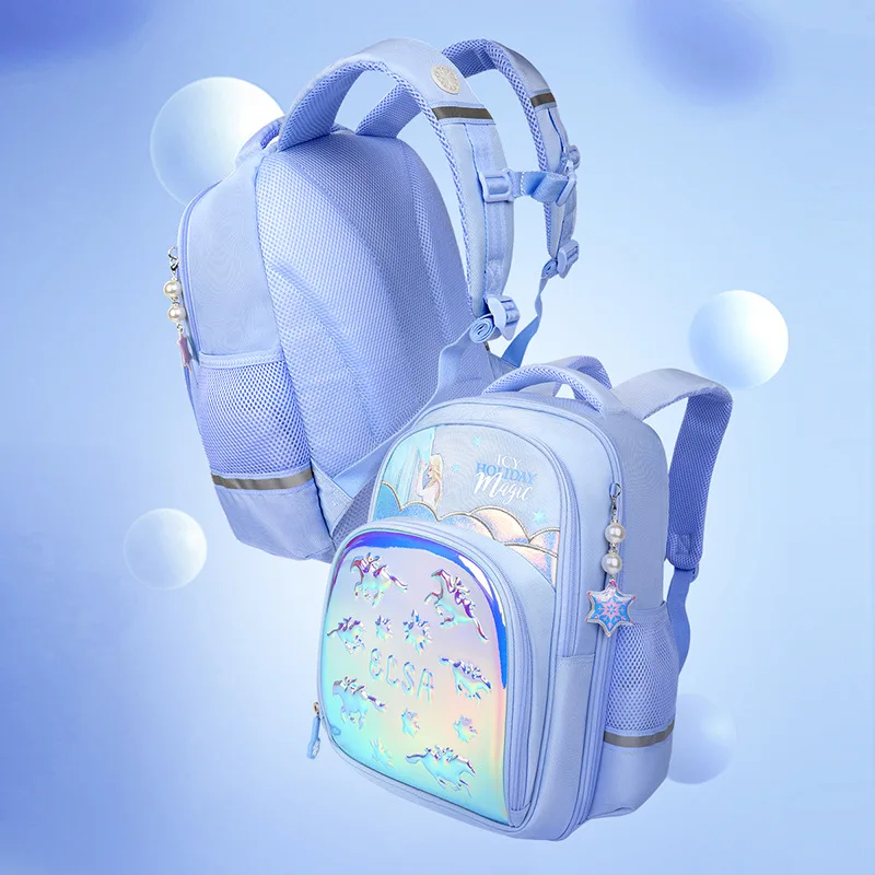 2022 Genuine Disney Frozen School Bag For Girls Elsa Primary Middle Student Shoulder Orthopedic Backpack Large Capacity Mochila