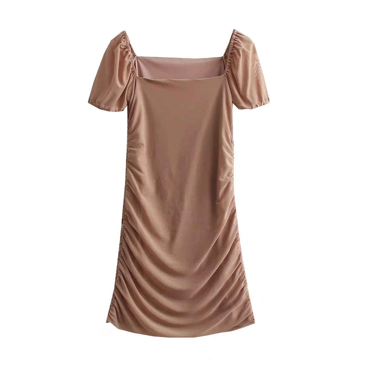 Vestido de Verão Moda com Malha Sexy sem Costas Xnwmnz Feminino Plissada Mini Vestido Gola Quadrada Vestidos Femininos Mujer 2022 za 2 Computers & Electronics