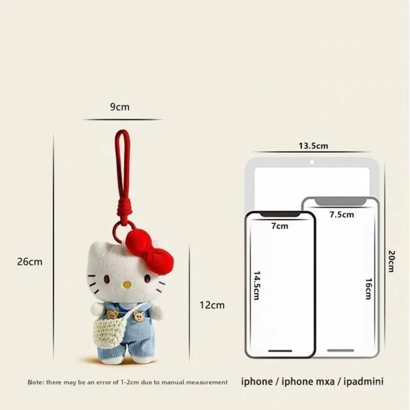 12cm/4.72in Plush Hello Kitty Pendant Blue Overalls French Fry