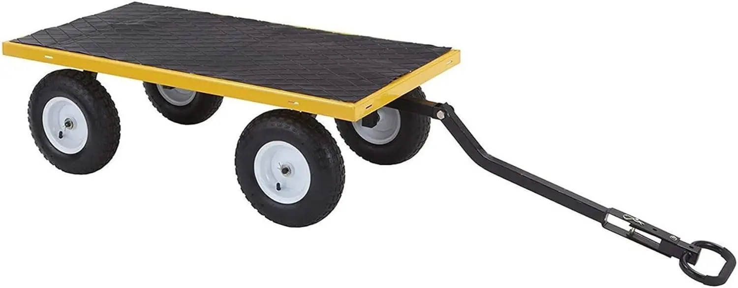 Steel Utility Cart 7 Cubic Feet Garden Wagon Moving Cart with Wheels 1200 Pound Capacity Removable Sides & Convertible Handle