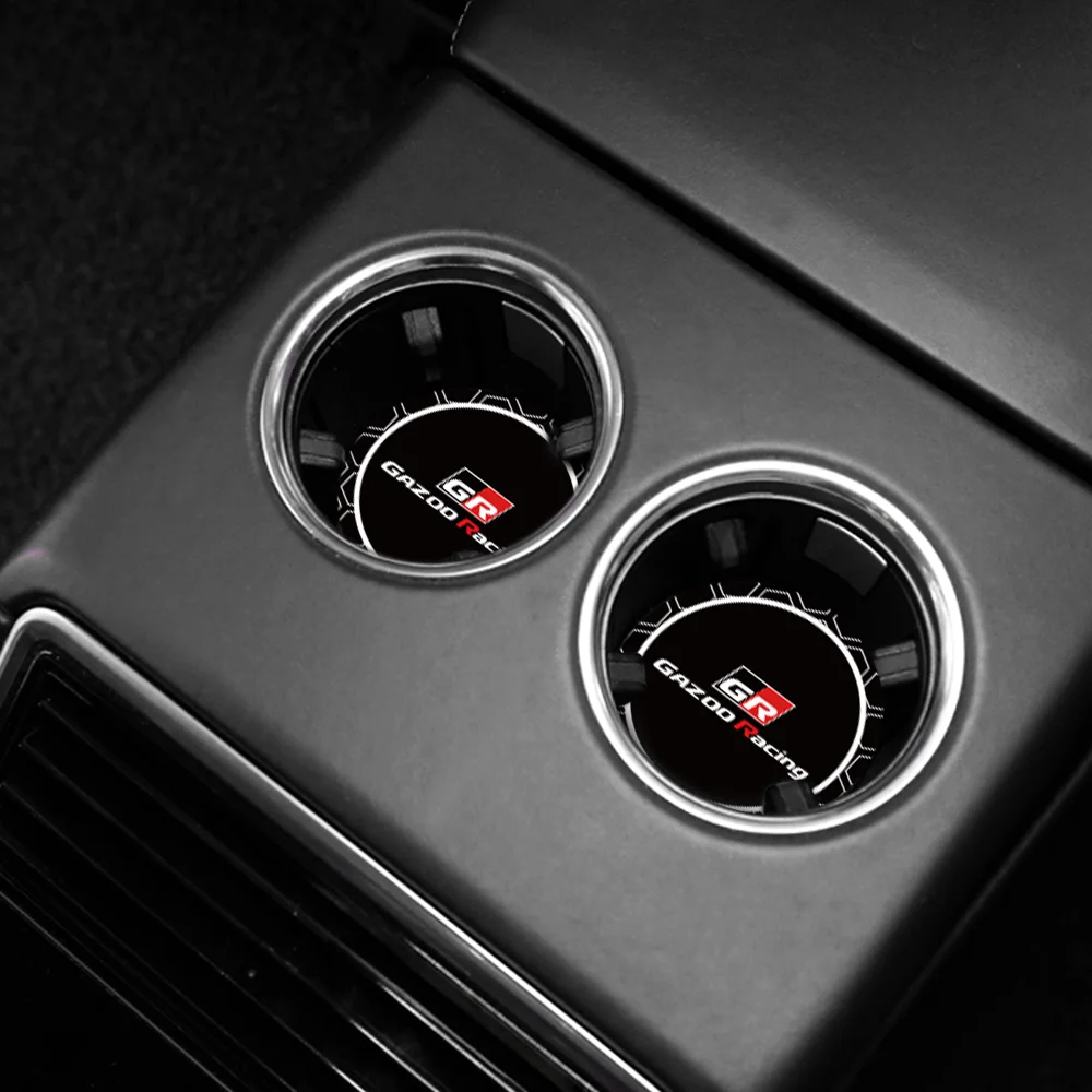 Silica Gel Car Coasters Anti-slip Pad 2PCS For Toyota GR GAZOO Racing GR-Sport Car-Styling Auto Anti-skid Cup-Holder Accessories