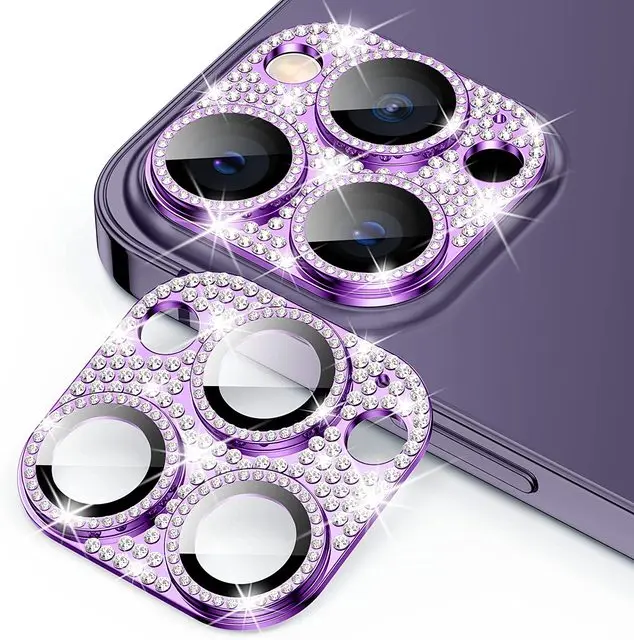 GlamourShield: Sparkling Rhinestone Camera Lens Protector Glass