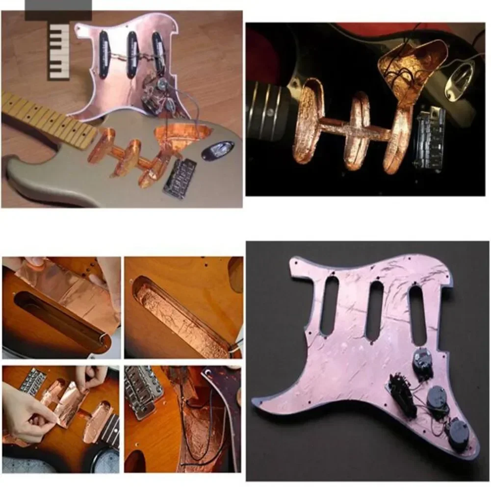 4 PCS Guitar Copper Shielding Sheet Foil Tape-20x30cm Sheet Self-Adhesive Guitar Copper Foil Tape Waterproof