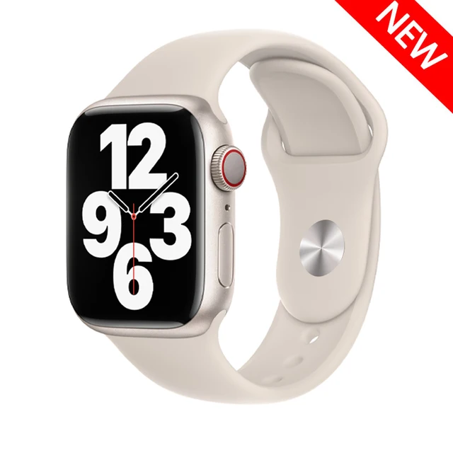 Silicone Strap For Apple Watch Band 44mm 41mm 45mm 40mm 38mm Smart Watch Sports Rubber Bracelet iWatch 6  Serie 7 SE Watchband Starlight