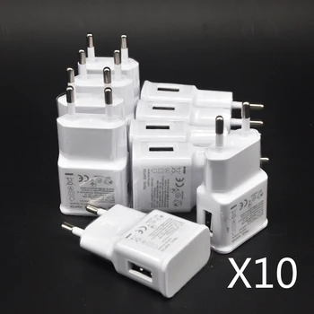 10 pièces/lot Adaptateur de chargeur USB mural de voyage 5V 2A avec prise EU pour Samsung S5 S4 S6 Note 3 2, pour iPhone 7 6 5, HTC, Huawei, Xiaomi