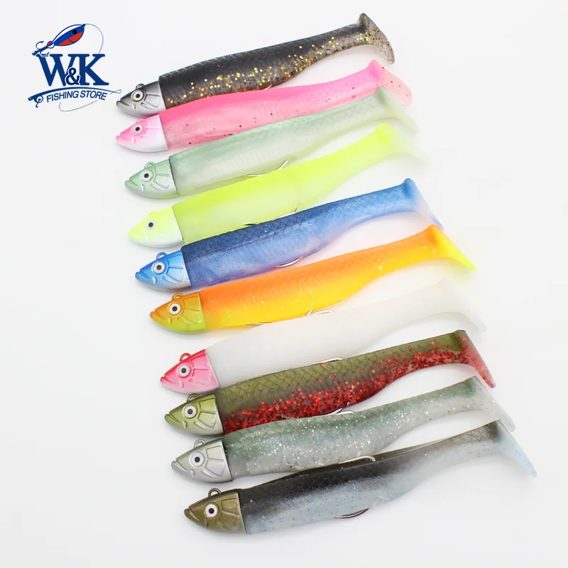 Weighted Fishing Lure with 28g JIG Head 12cm Weedless Minnow Vinyl Fish  Soft Bait Boat Fishing Baits