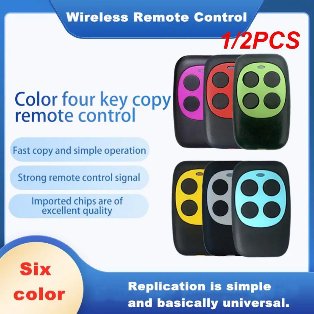 

1/2PCS 433Mhz 4 Keys Colorful Remote Control RF Wireless Copy Code Remote Electric Cloning Gate Garage Door Auto Keychain for