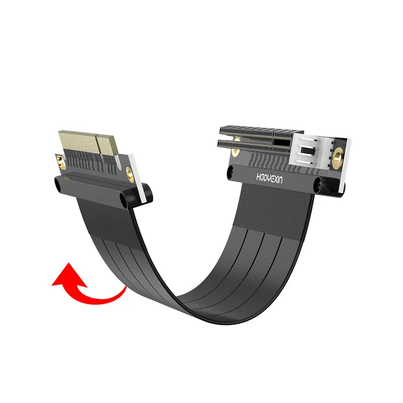 Hyx Alta Velocidade Pci-e3.0 Express 8x para 8x Slot Riser Cartão Conversor Extensor Fita Adaptador Cabo de Extensão Banhado a Ouro 90degre - Imagem 2