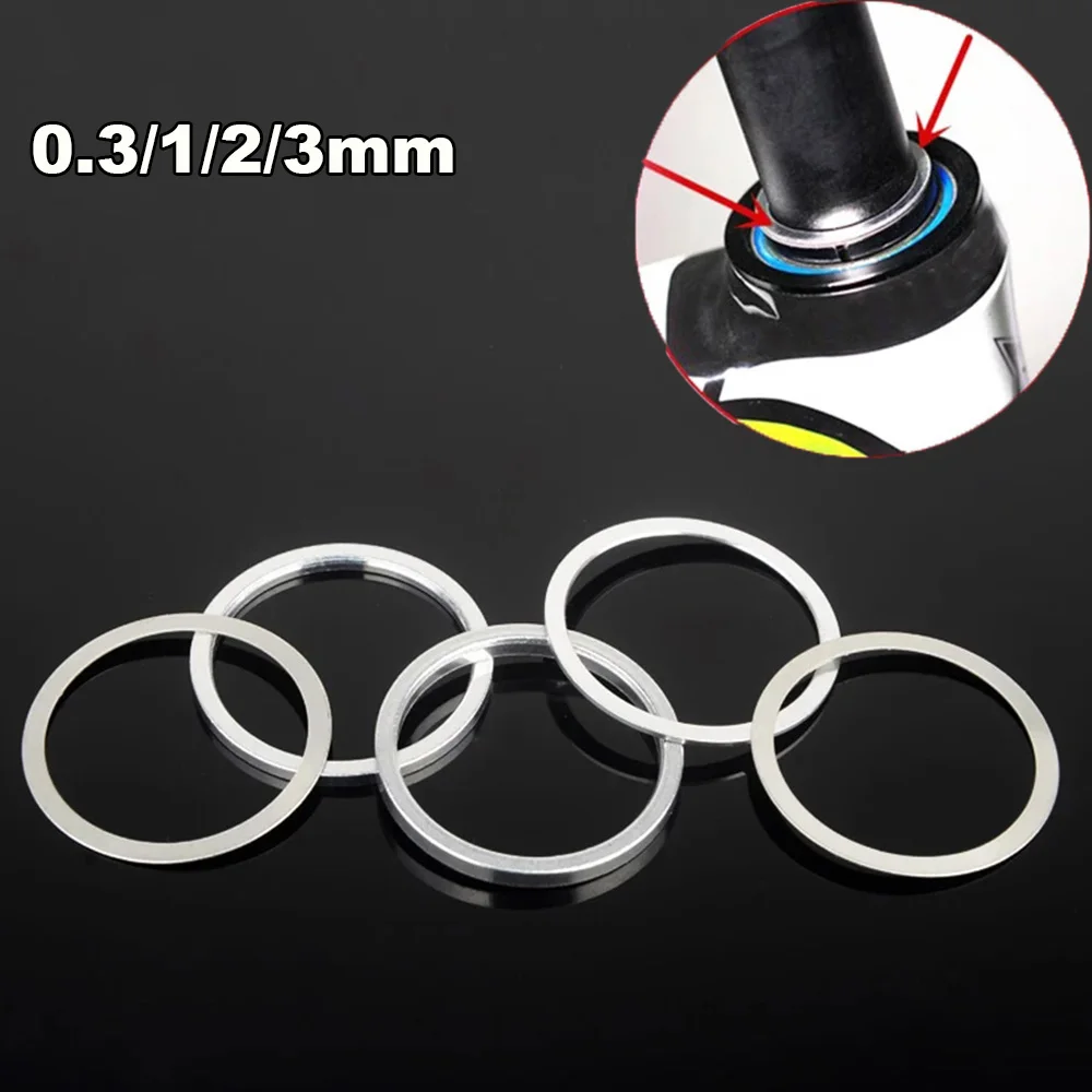 Aluminum Alloy Bicycle Headset Washer Cycling MTB Bike Fork Stem Spacers 0.3/1/2/3mm Fine Tuning Rings Cycling Accessories 432hz aluminum alloy tuning fork wood hammer sound healing therapy tool set aluminum alloy wood tuning fork hammer storage bag