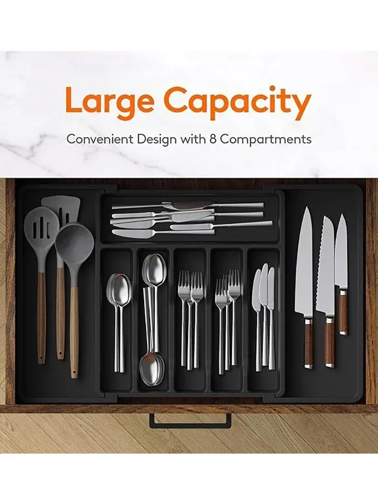 Description Picture 3 of itemExpandable Cutlery Drawer Organizer, Adjustable Kitchen Utensil Tray Set, Compartment Flatware Storage Divider