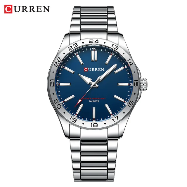 CURREN 8452 Men Quartz Watch Simple Fashion Leisure Business Clock Black Silvery Stainless Steel Strap Wristwatch for Male 2