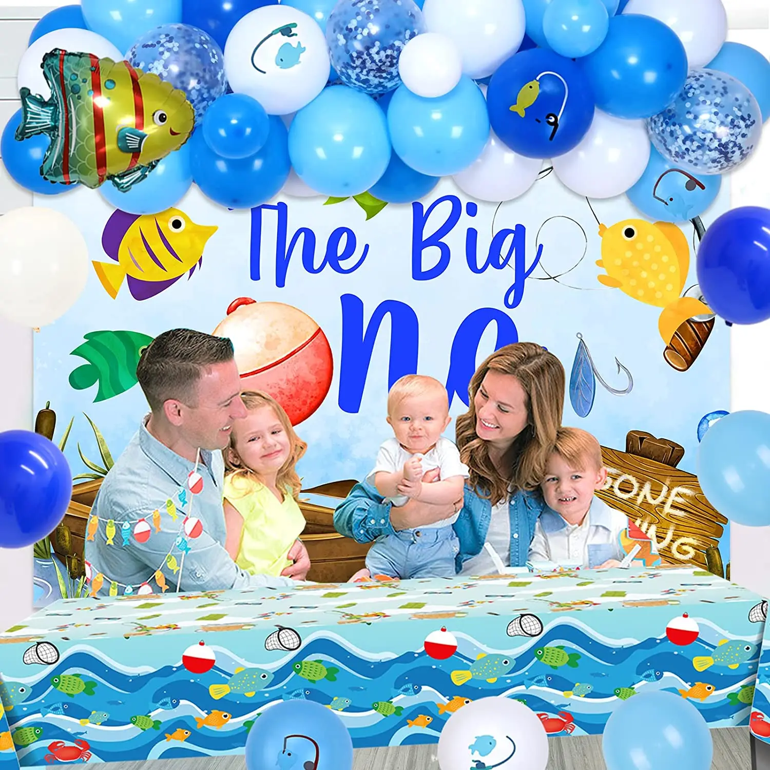 The Big One 1st Birthday Decorations for Boys Ofishally One Balloon Arch  Kit Gone Fishing Backdrop mantel Birthday Supplies - AliExpress