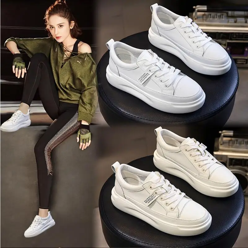 New Genuine Leather Women Sneakers Lace Up Flat Shoes Small White Shoes Autumn Winter Casual Shoes Flats A17