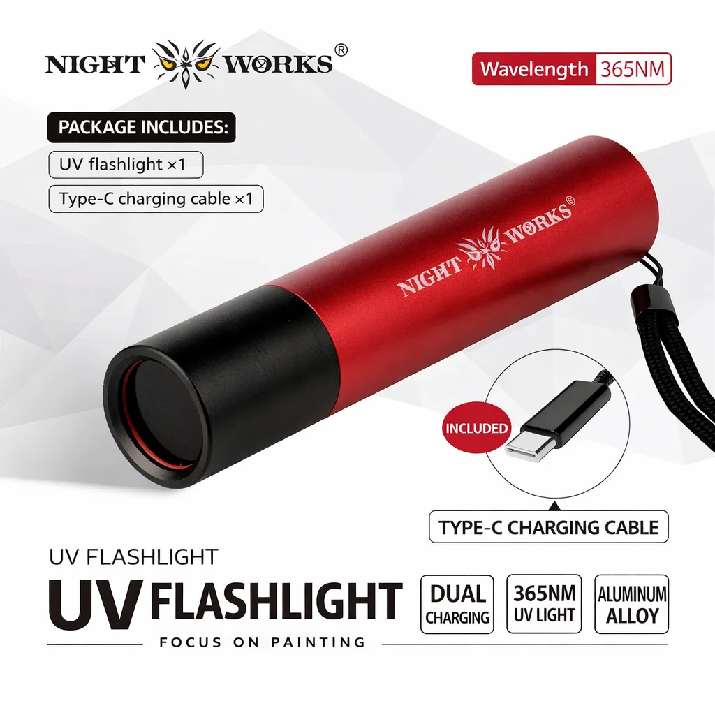 NightWorks NUV-01 자외선/UV 경화등 레진/형광 페인트 조립 모델 취..