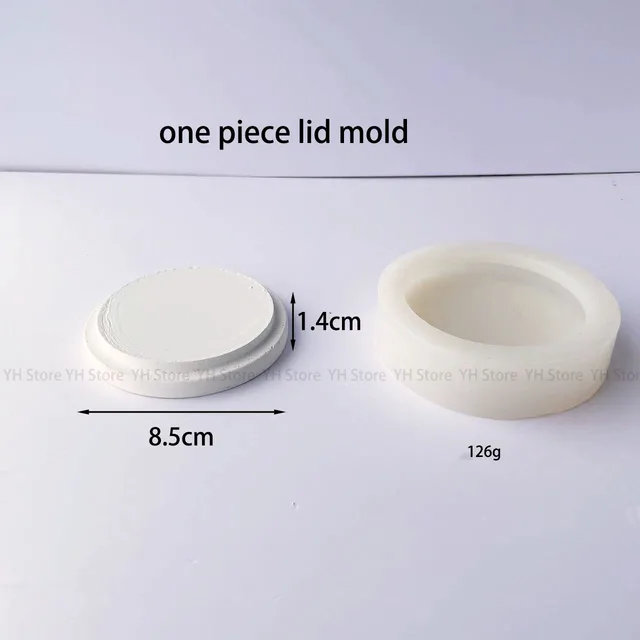 Silicone Concrete Jar Mold with Lid Plaster Candle Vessel Moulds Cement