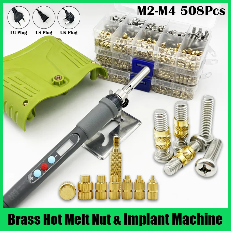 Brass Insert Nut M2 M3 M4 Implantation Machine Hot Melt Knurled Thread Heat Soldering Iron Tip 3D Printer Accessory