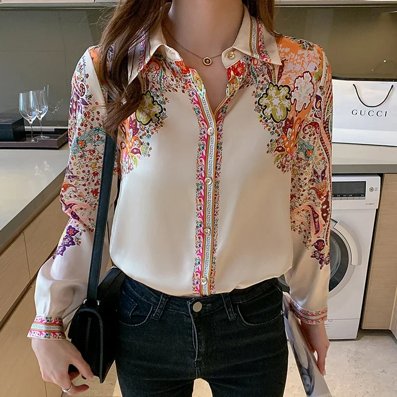 Fashion causal office ladies shirts New elegant Women’s Blouses printed shirts Long Sleeve Tops Blusas Mujer Fashion causal office ladies shirts New elegant Women’s Blouses printed shirts Long Sleeve Tops Blusas Mujer