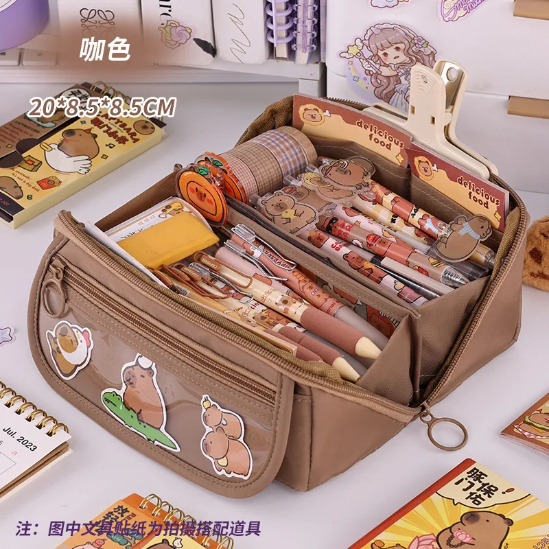 Spacious Zippered Pencil Case - Versatile Stationery Organizer for Students and Professionals