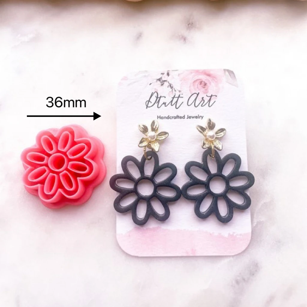 Vintage Polymer Clay Cutter Lotus Boho Embossed Flower Clay Cutters for Brooches Earrings Jewelry DIY Making Cutting Die Tools Polymer Clay Cutter