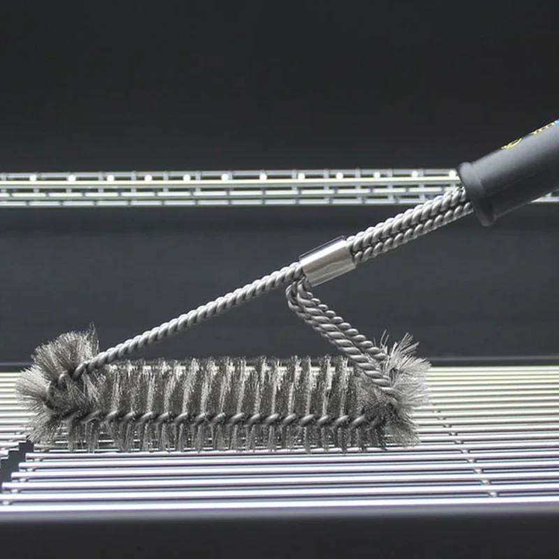 Stainless Steel BBQ Brush Barbecue Grill Cleaning Brush Non-stick Cleaning With Handle Tools BBQ Accessories