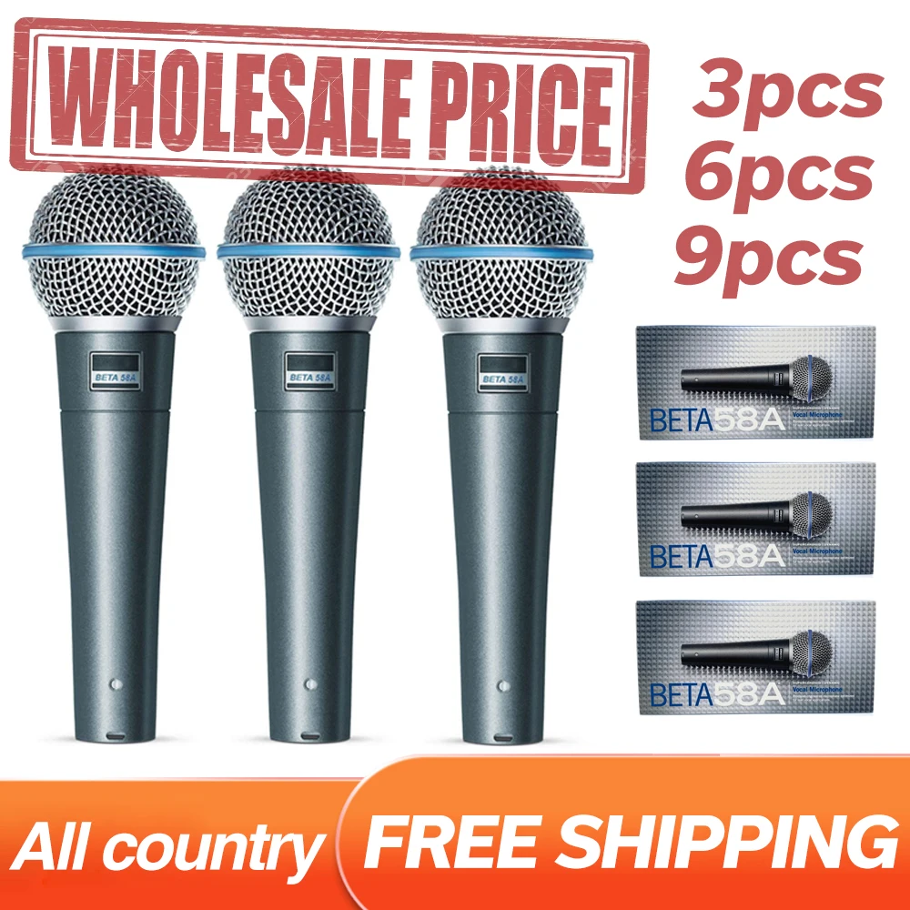 

Wholesale!! BETA58A Legendary Cardioid Dynamic Vocal Microphone 58A Wired Professional Handheld Metal Mic for Live Home KTV