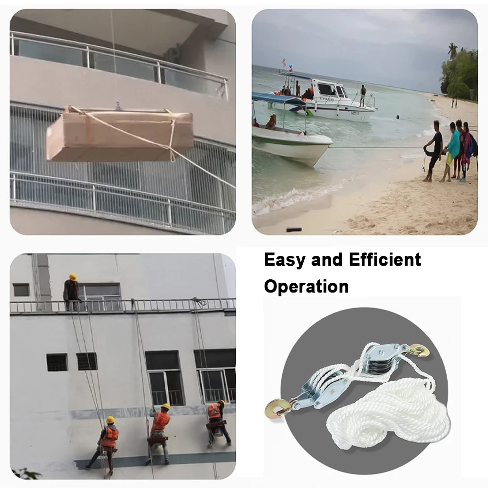 270°Rotatable Rope Pulley Block Hook Handheld Crane Pulley Hoist Manual Lifting Device for Lifting Air Conditioner Installations 2