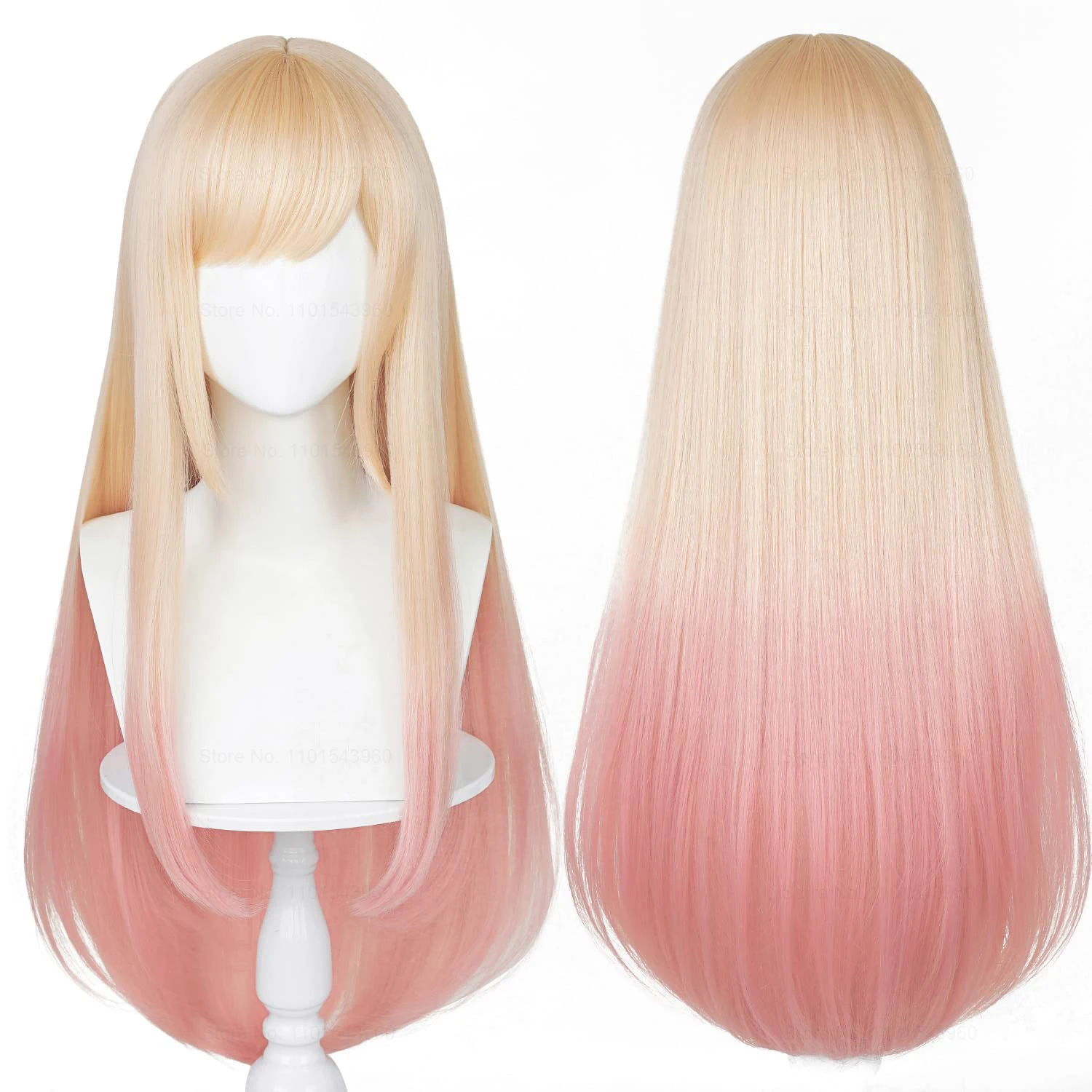 

Gradient Anime My Dress-Up Darling Marin Kitagawa Cosplay Wig Yellow Pink Long Straight Hair Kawaii Cute Anime Wigs + Wig Cap