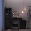 Vanity Desk with Mirror and Lights Makeup Vanity Table Set with Charging Station Black Desk with Storage Cabinet, 5
