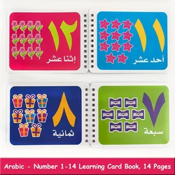 Bilingual Number and Word Learning Card Book (Arabic Numbers)