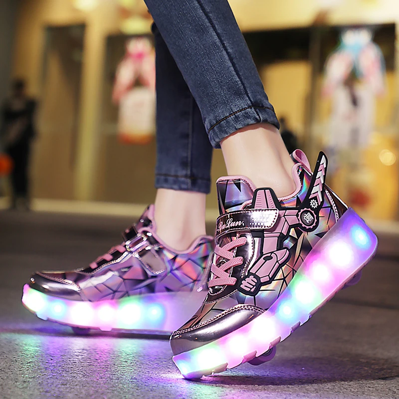 Flashing Roller Skate Shoes Kids | Shoes Light Wheels Girls - Roller Shoes  Kids - Aliexpress