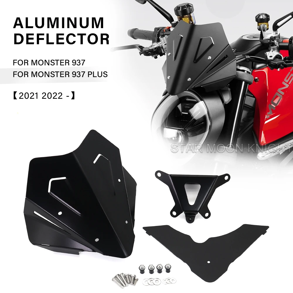 

For DUCATI MONSTER 937 / Plus 2021 2022 - Accessories Windshield MONSTER937 Wind Shield Deflector Aluminum Airflow Windscreen