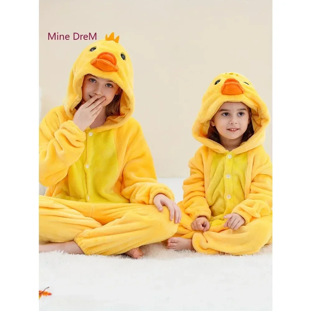 Children Chicken Kigurumi Onesies Pajama Boy Girl Sleepwear Halloween Jumpsuit Animal Duck Cosplay Onesies Pajamas