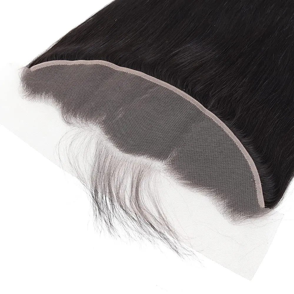 13x4 Straight Transparent Lace Closures Human Hair Frontal Closure with Natural Hairline Free Part Brazilian Hair for Women Girl