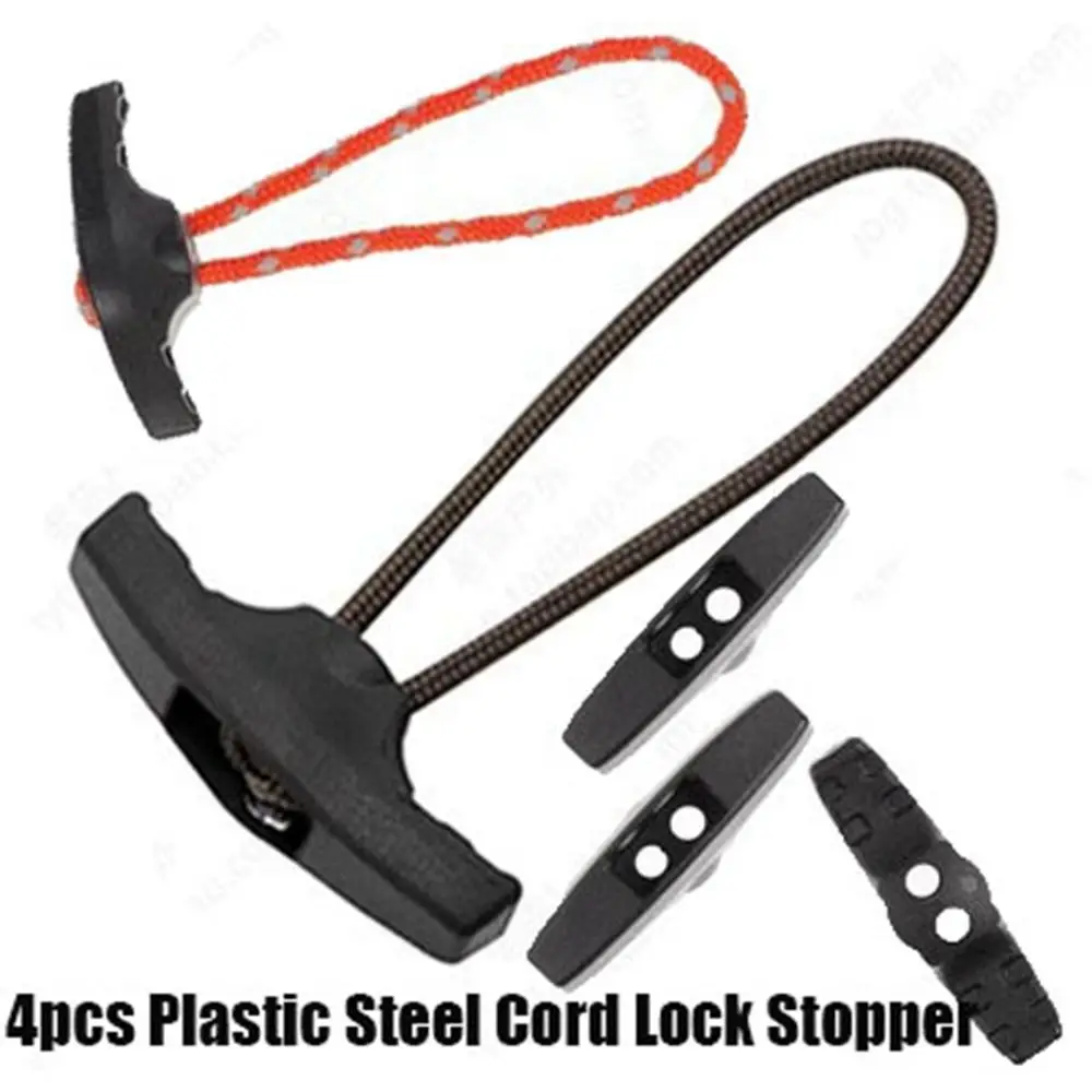 

4pcs Plastic Steel Cord Lock Stopper New Black Rope Tail Clamp Spring Clasp Toggles for Paracord Outdoor Tool Parts