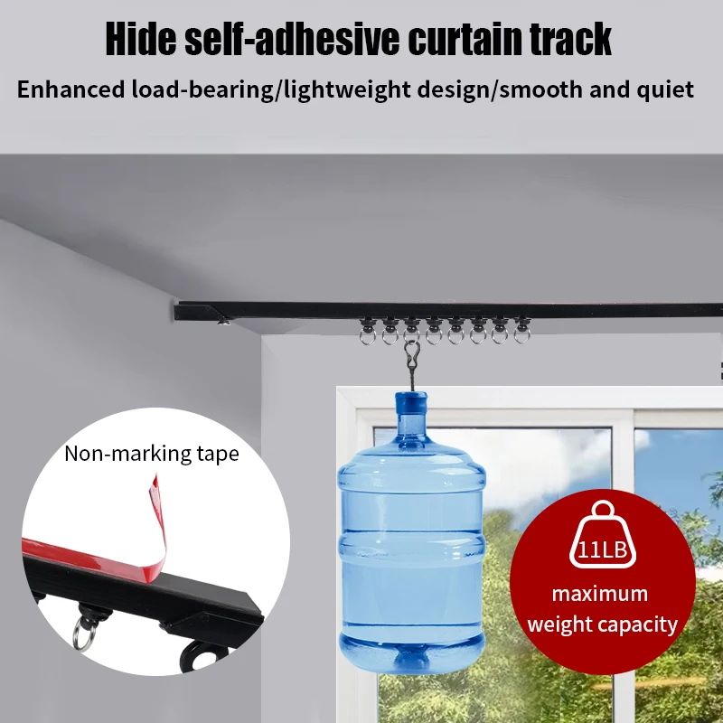 Self-Adhesive Curtain Track Kit No Drilling