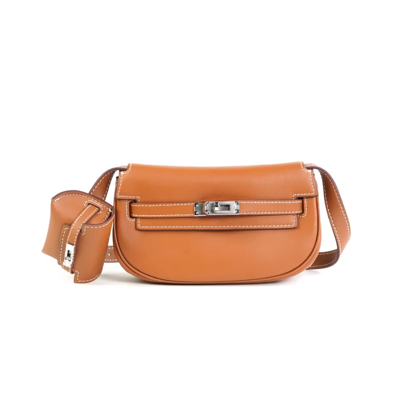 Fashionable new leather 2-in-1 mini single shoulder crossbody multifunctional saddle bag suitable for women
