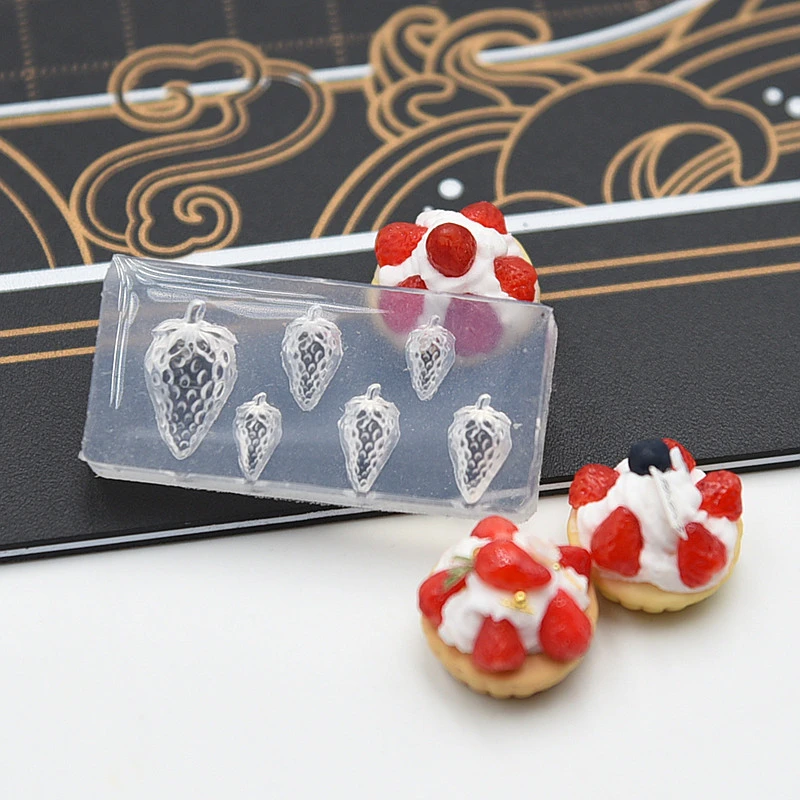 Silicone Mold 2pcs Set Mini Strawberry Cupcake Ultra Light Clay DIY Miniature Dessert Food Play Printing