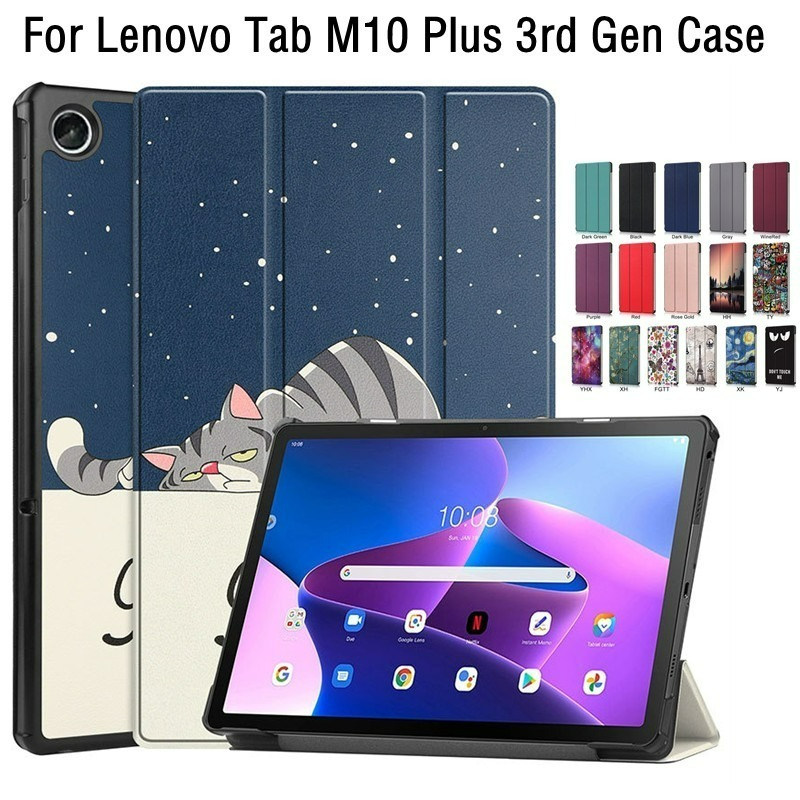For Lenovo Xiaoxin Pad 2022 10.6" Tab M10 Plus 3rd Gen Case TB128FU TB125FU Funda Tablet Tri-Fold Magnetic Stand Cover+Film+Pen