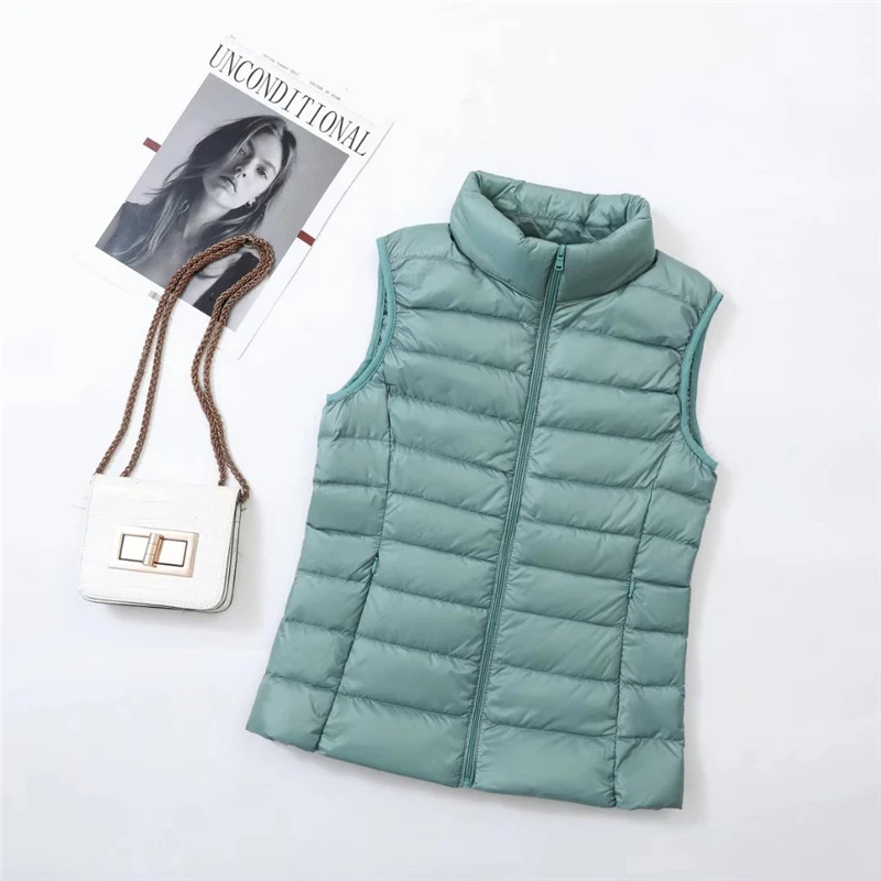 Womens Sleeveless Puffer Jacket Plus Size 5xl  7xl 8xl Female Ultra Lightweight Packable Fashion Stand Collar Casual Down Vest - 5