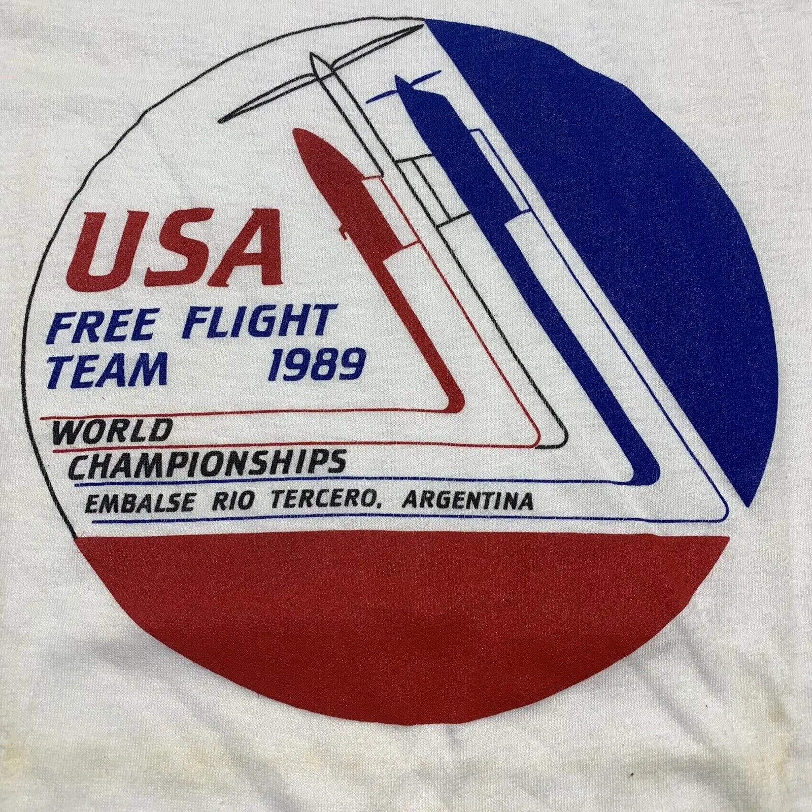 Maglietta Vintage Free Flight World Championship 1989 Usa Team Argentina Uomo L Maniche Lunghe