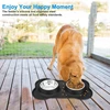 Antislip Double Dog Bowl With Silicone Mat Durable Stainless Steel Water Food Feeder Pet Feeding Drinking Bowls for Dogs Cats 2