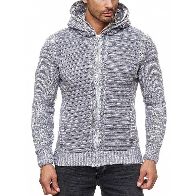 Men's Hooded Sweater Cardigan Autumn And Winter New Slim Knit Fashion Casual Large Size Sweater