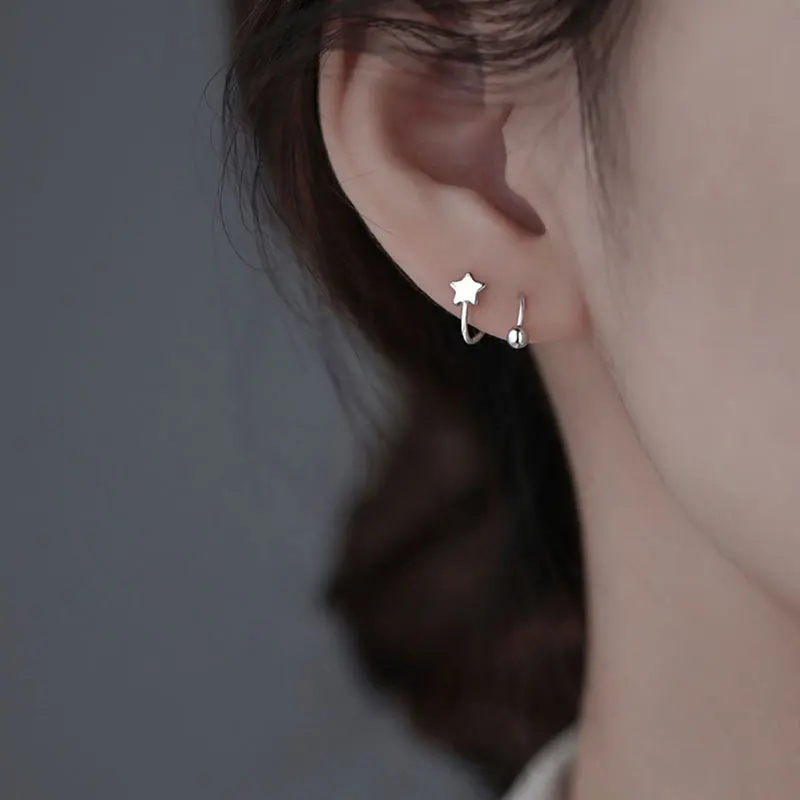 New Fashion Simple Spring Stud Orecchini Per Le Donne Star Heart Beads Screw-Back Minimal Thin Ear Nail Piercing Accessori Gioielli