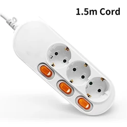 Enhanced Power Strip with Surge Protection - EU Plug, Multiple Outlets, Independent Control Switches, Long - Duration Cord - EU Plug Sockets (PS176 - EU - 3 Outlets)