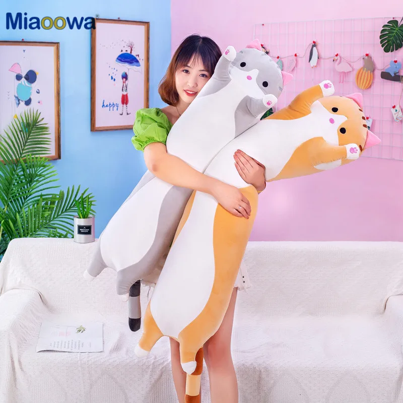 부드럽고 긴 고양이 베개 봉제 장난감, 봉제 인형, 사무실 낮잠 베개, 침대 수면 베개, 가정 장식, 어린이 소녀 선물 인형, 50cm