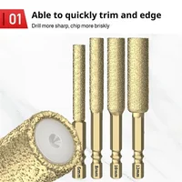 Kit de 5 forets diamantés brasés sous vide pour meuleuse d'angle, pour perçage à sec et humide du granit, du marbre et des carreaux de céramique 3