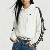 Veste à capuche Adidas pour femme, coupe ample, trois bandes, avec empiècements en mesh, veste de sport KR7602/KR7603 5