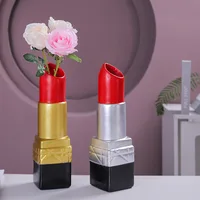 Resin Vase Lipstick Shape Cartoon Ornament Floral Arrangement Accessories Lipstick Vase Terrarium Room Decoration Accessories 1