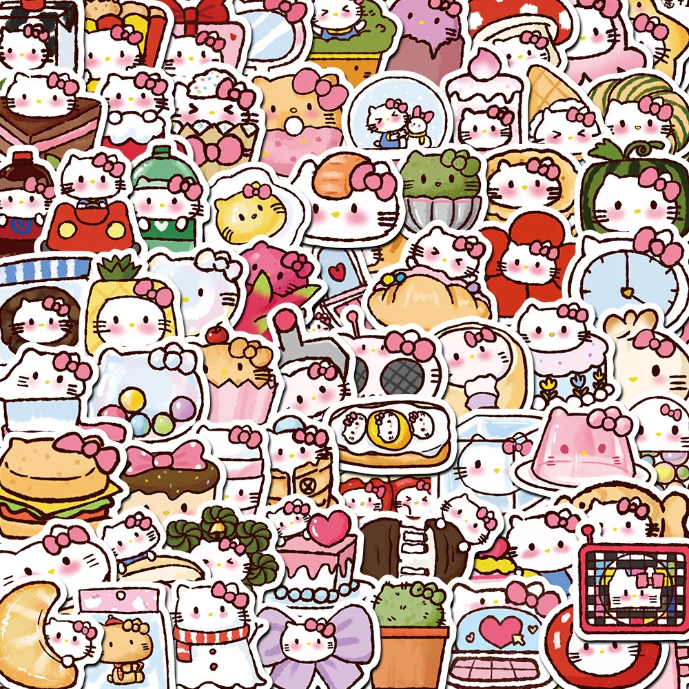 

60 шт./набор, водонепроницаемые наклейки «Hello Kitty»